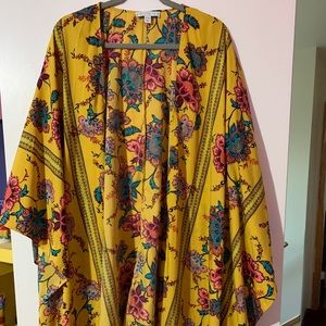 Longer sleeve hi lo kimono in mustard